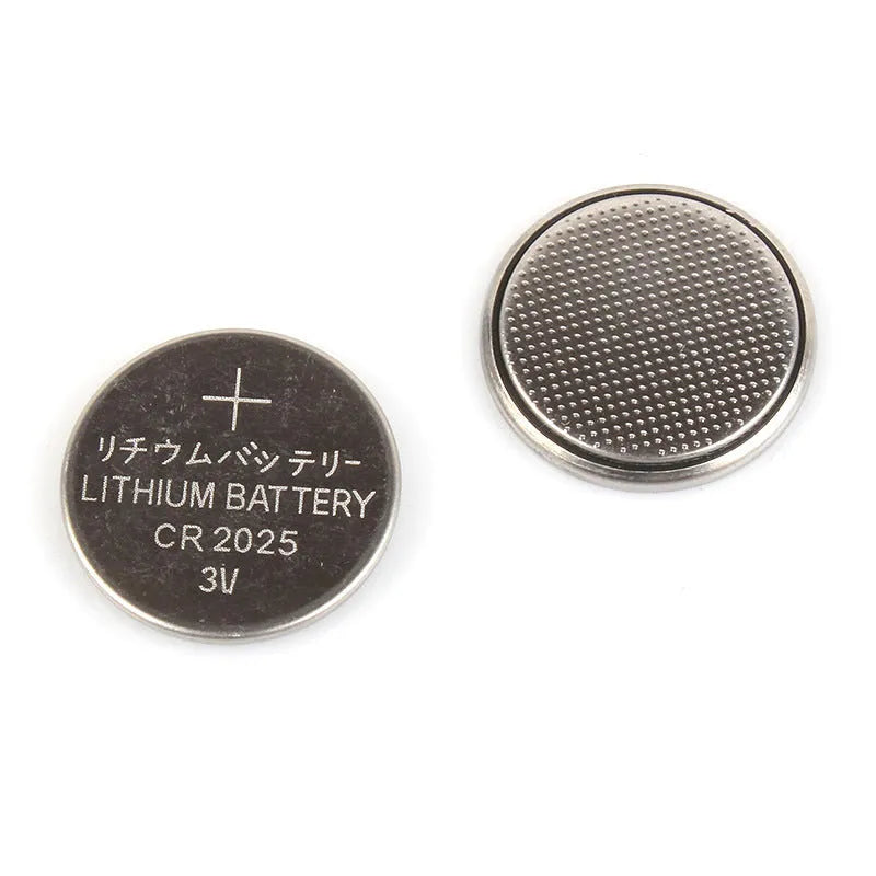 Pack of 3V alkaline button batteries showing CR2032, CR2025, and CR2016 coin cells for small electronics.