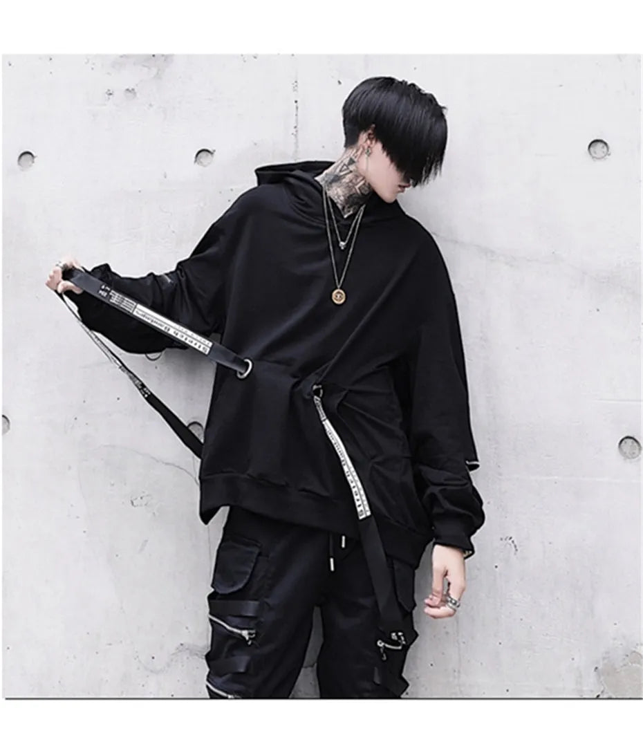 Harajuku hip hop loose hoodie sweatshirt in unisex cotton blend, available sizes S to 3XL, with size chart