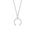 Gold geometric pendant necklace on a cross chain, shown at an adjustable length.