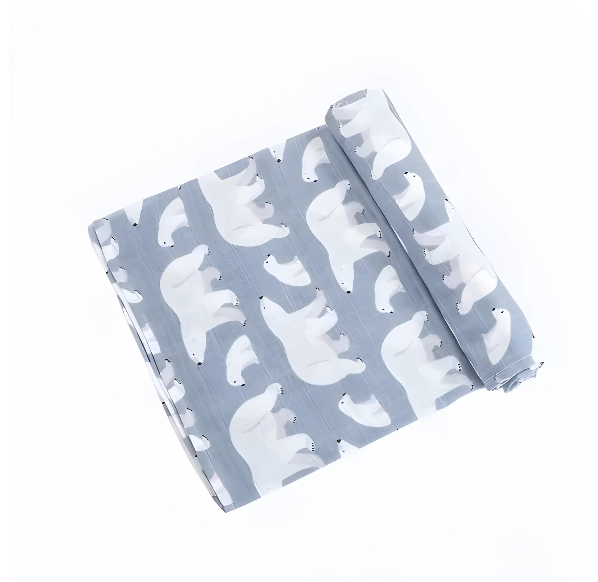 Baby quilt in pure cotton gauze with cartoon polar bear pattern on white background, size 120x110cm