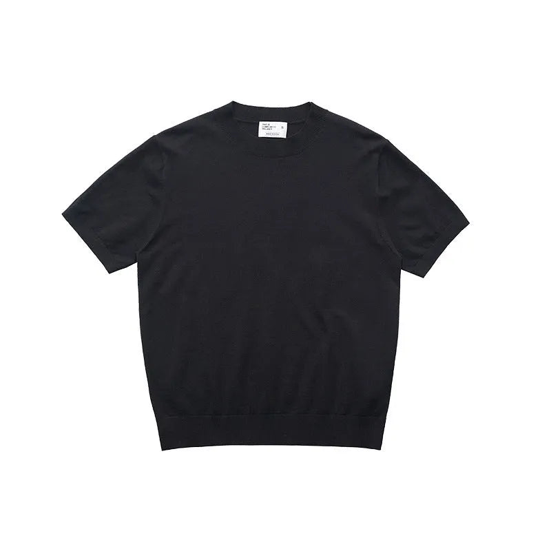 Fanio short-sleeved velvet T-shirt in black, milky white, or grey colour, showing front design and fabric texture.