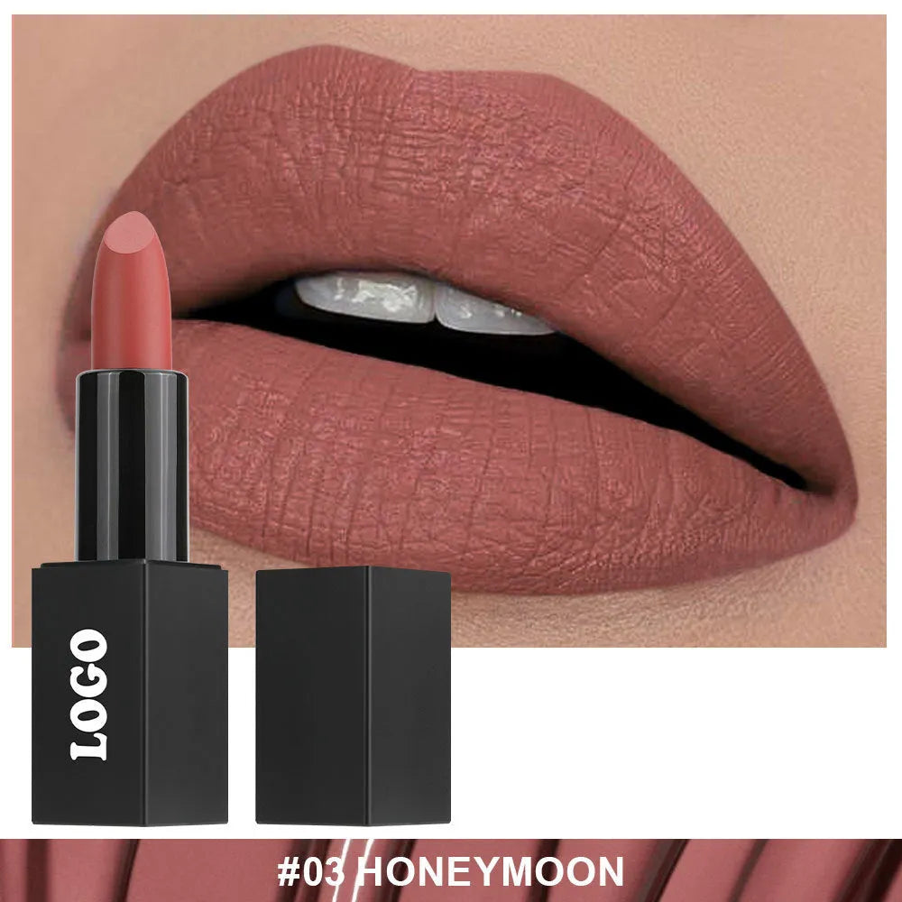 Beauty Does Not Fade matte finish lipstick in one of 24 colours with waterproof anti-discoloration formula.