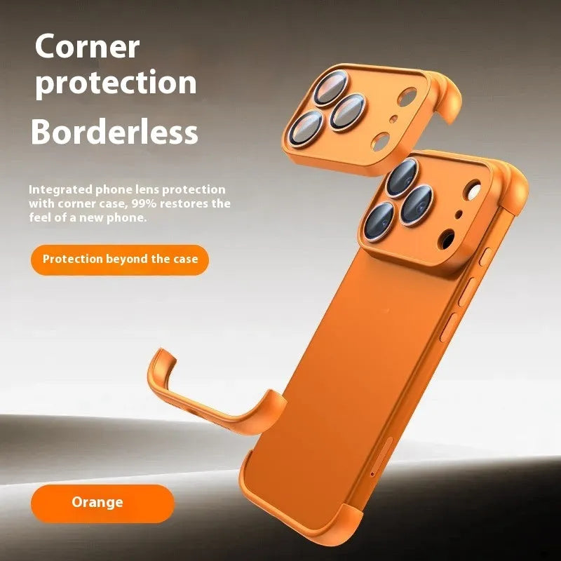 Simple Personality Shell mobile case for iPhone 17 models shown in black, orange, grey, and desert colour options.