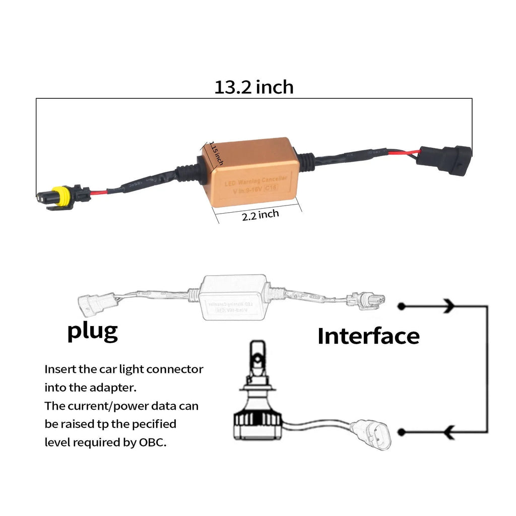 H4 H7 H11 LED car headlight Canbus decoder in black with plug connectors