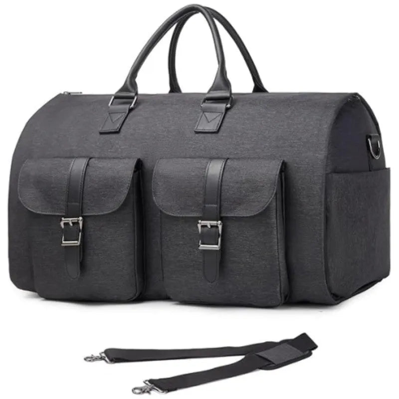Portable folding PU leather travel bag in solid colour, 56x33x32cm, shown against neutral background
