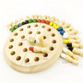 Montessori wooden memory match stick chess game with green varnish finish and checkerboard for colour recognition