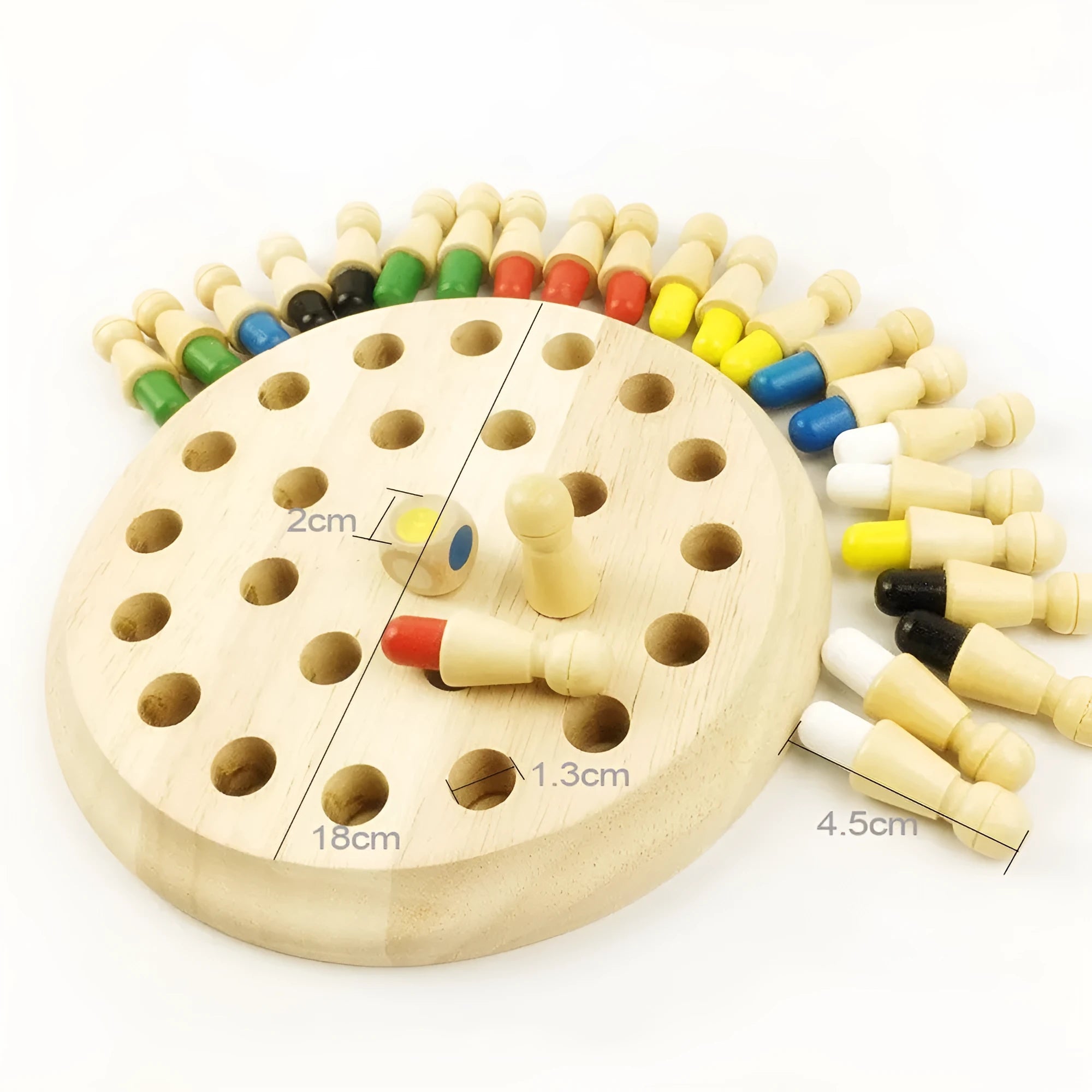 Montessori wooden memory match stick chess game with green varnish finish and checkerboard for colour recognition