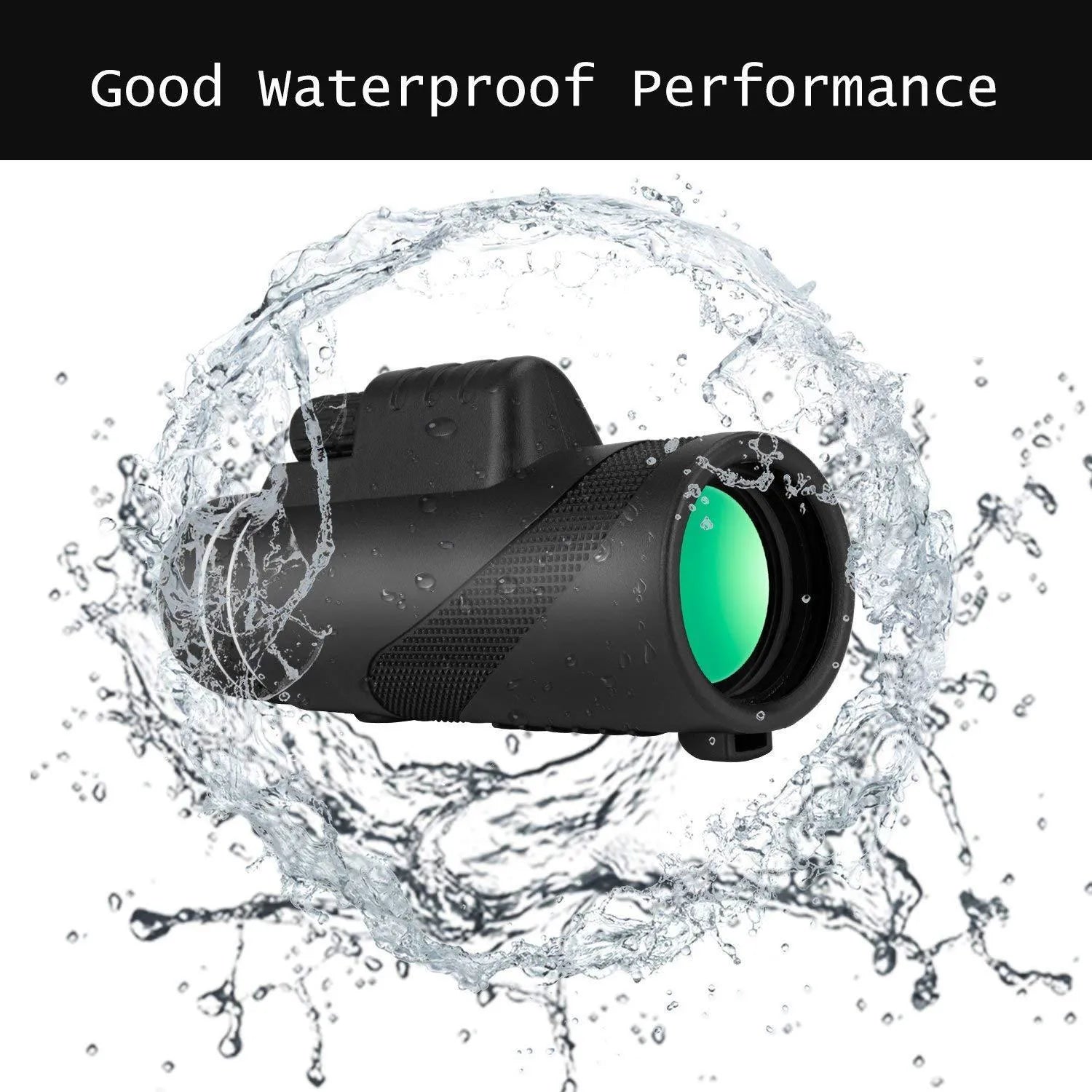 Black HD 40x60 cellphone telescope monocular with 40x magnification shown next to a smartphone.