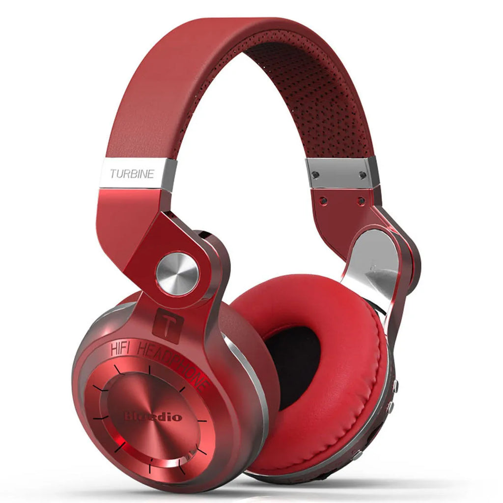 Black Bluetooth headset with head-mounted design, showcasing bilateral earpieces for stereo music playback.