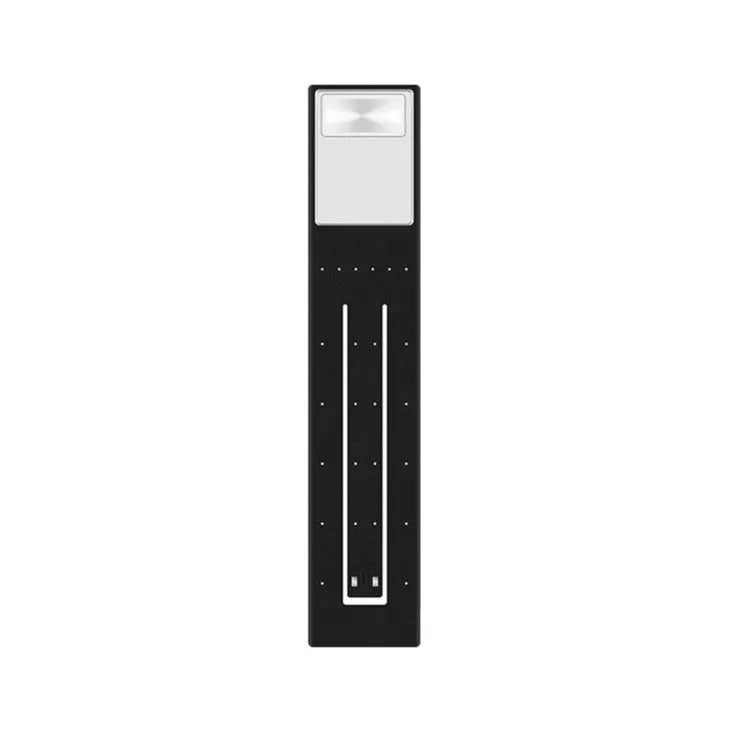 Black folding LED reading lamp showing compact folded design with USB charging port