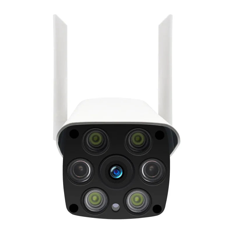 White outdoor smart security camera with 3.6mm lens for 1080P HD remote monitoring.