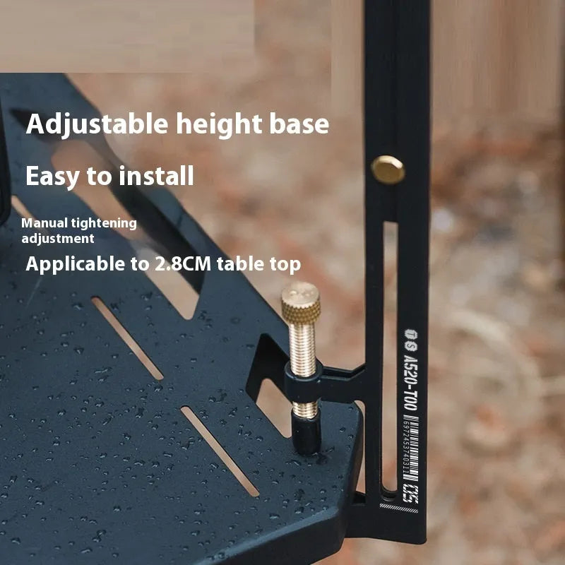 Black stainless steel telescopic lamp holder with adjustable arm and clamp mechanism