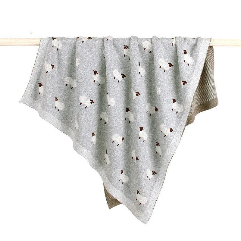 100x80cm baby sheepskin blanket in pink or grey made from 100% cotton fabric