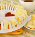 White microwave potato chips maker set with stainless steel blade and plastic tray