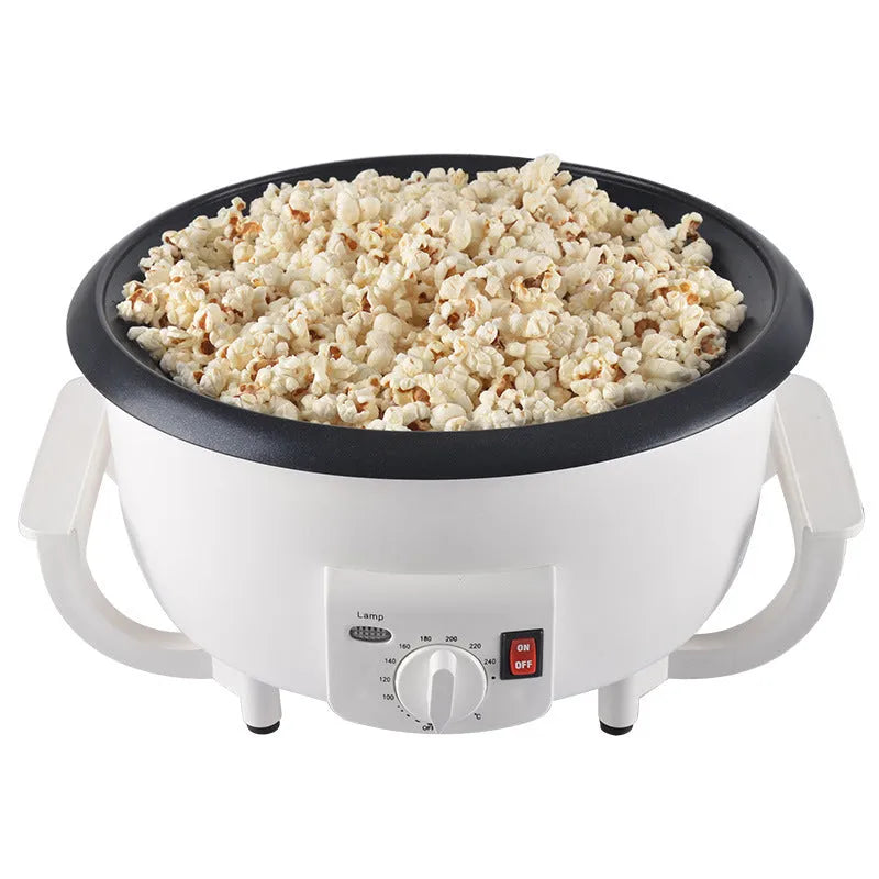 White oblate-shaped home coffee bean roaster with 750g capacity and 225mm pot base.