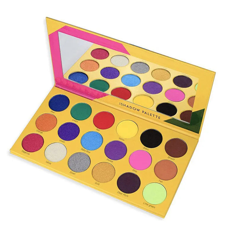 18 colour eyeshadow palette with matte and shimmer finishes in a compact case