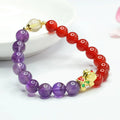 Chinese style bracelet with purple amethyst and red agate 8mm round beads for women