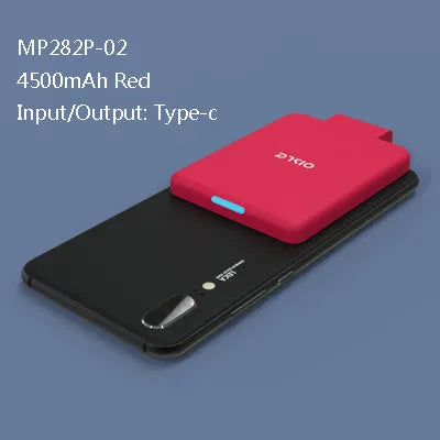 Slim 4500mAh back clip battery for iPhone Android Type-C phones in black, white, blue, pink, red