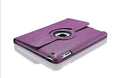 iPad rotary leather case in clam shell design shown in multiple colour options including pink, blue, and black.