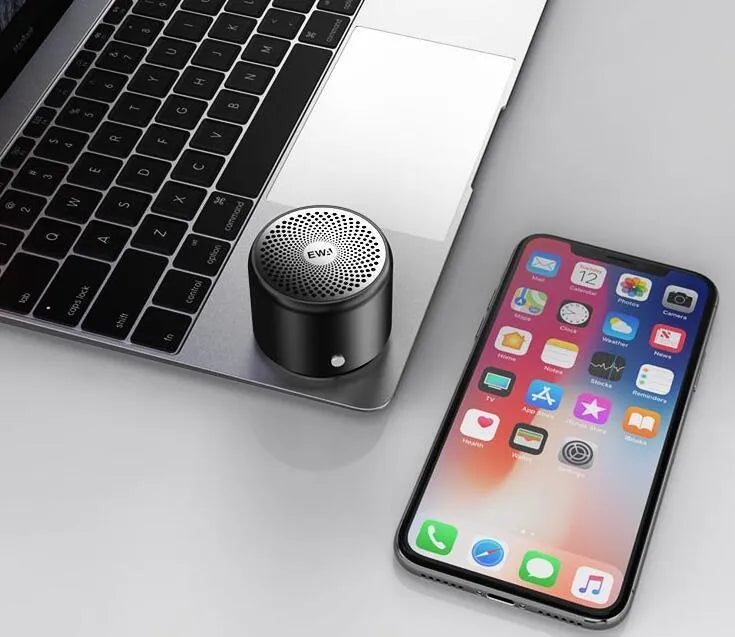 EWA A106 Pro Mini Bluetooth Speaker in black, pink, or silver with waterproof IPX67 rating
