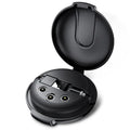 Black 3-in-1 magnetic retractable car charger with phone bracket and charging cable