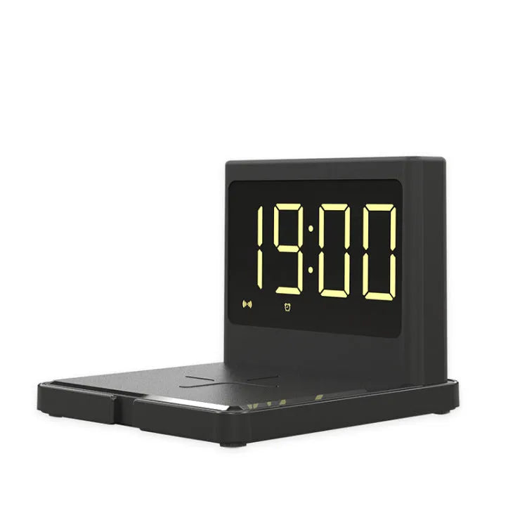 Clock wireless charging fast wireless charger with black finish, showing clock display and Type-C input port