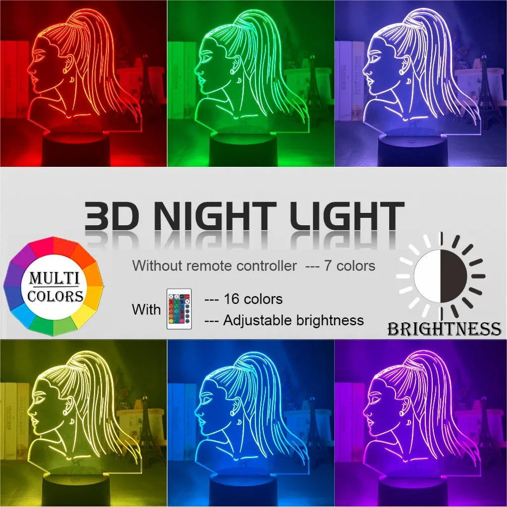 Acrylic 3D night light with European design and colourful black base