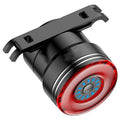 Black smart brake sensing USB charging bicycle taillight with aluminium alloy shell.