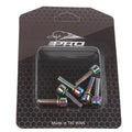 Six stainless steel mountain bike handlebar riser screws in seven colour options including black, blue, red, green, purple, gold, and colourful