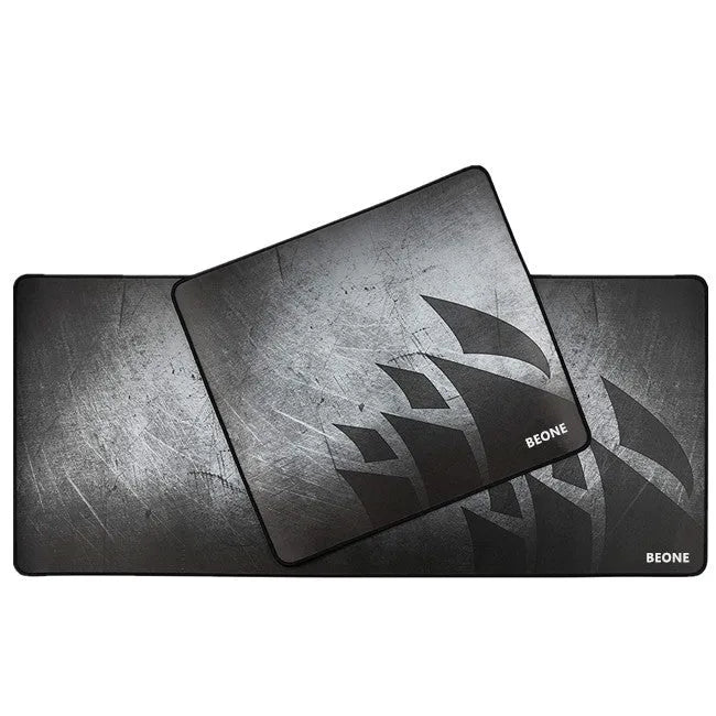 Thickened and lengthened non-slip mouse pad in black with natural rubber base and fine cloth surface for optical mice