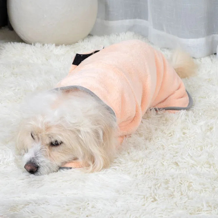 Blue microfiber pet absorbent towel dog bathrobe for small dogs full-body coverage