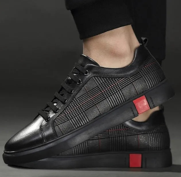 SOLEY genuine leather lace-up sneakers for men, soft touch upper, rubber outsole, side view