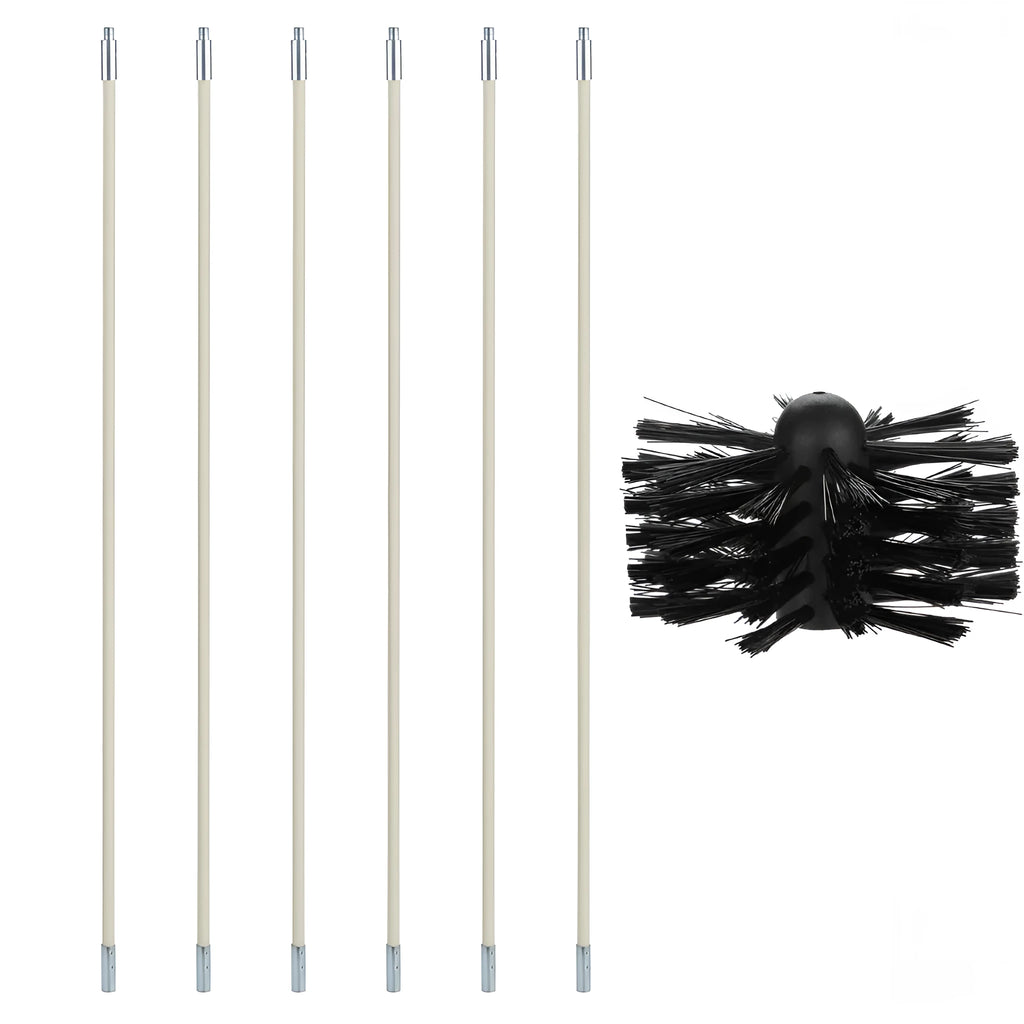 Flexible 600mm long chimney cleaning brush with nylon bristles for dryer pipes and range hood ducts