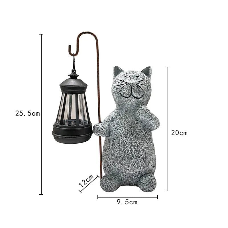 Solar garden lamp with kitten lifting lamp design in pastoral style for outdoor use