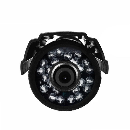 Black AHD HD waterproof outdoor security camera with fixed lens on mounting bracket.