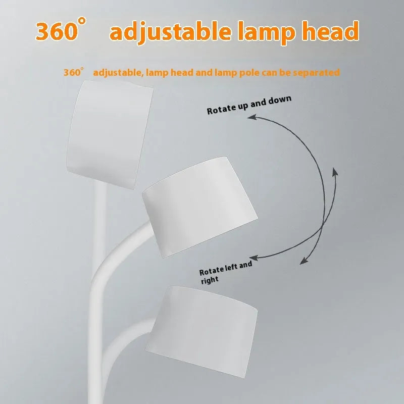 Black wireless charging desk lamp with digital clock display and adjustable LED lighting