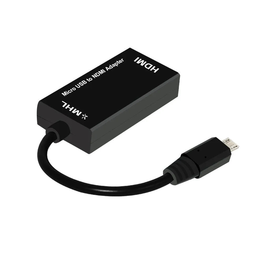 Black Micro USB to HDMI adapter with three ports for HD conversion from mobile device to TV