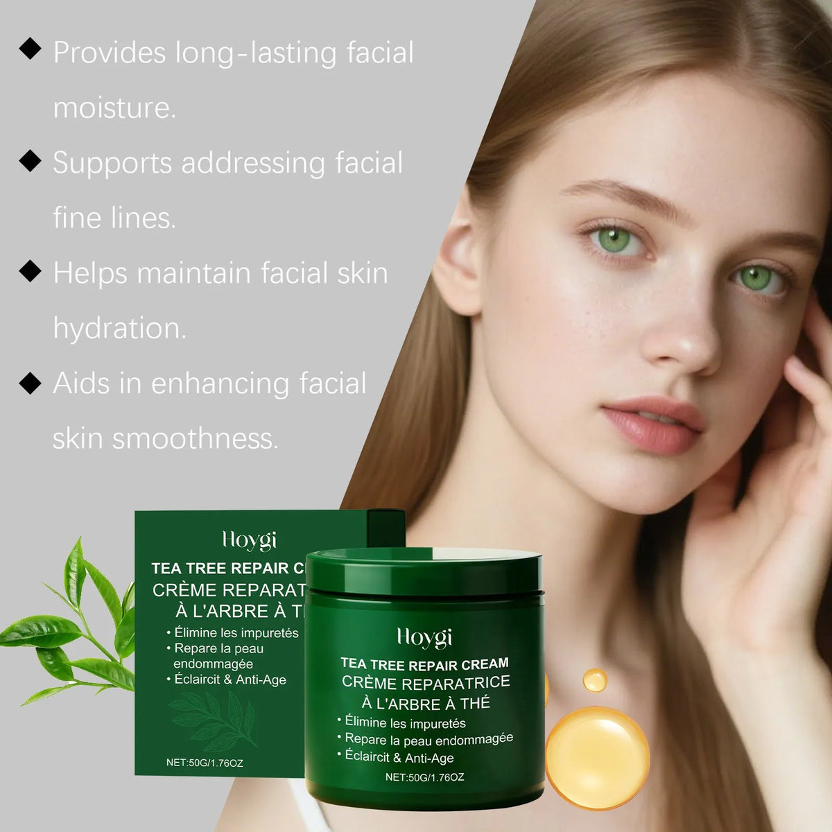 Gentle Nourishing Tea Tree Moisturising Cream in a 50g pot for face and body hydration