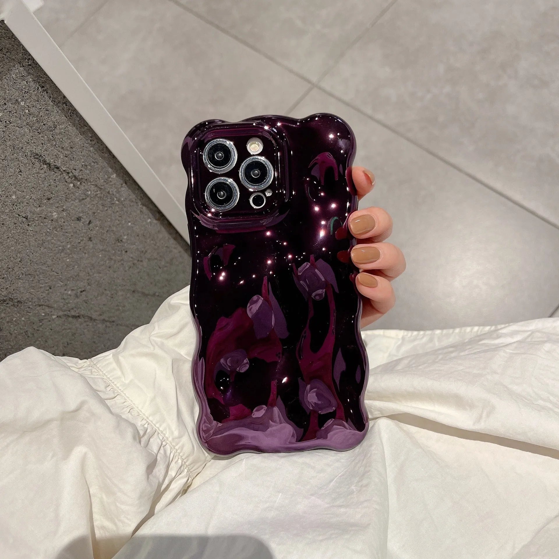 Bubble shell electroplated TPU phone case for iPhone 11 to 14 Pro Max in silver finish