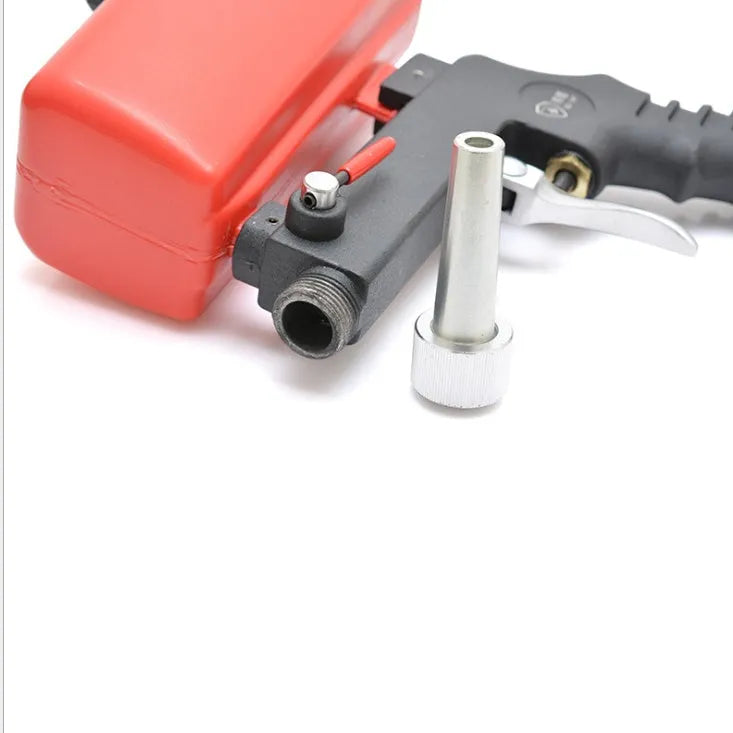 Portable pneumatic sandblasting gun with blue finish and 6.5mm nozzle for workshop surface preparation