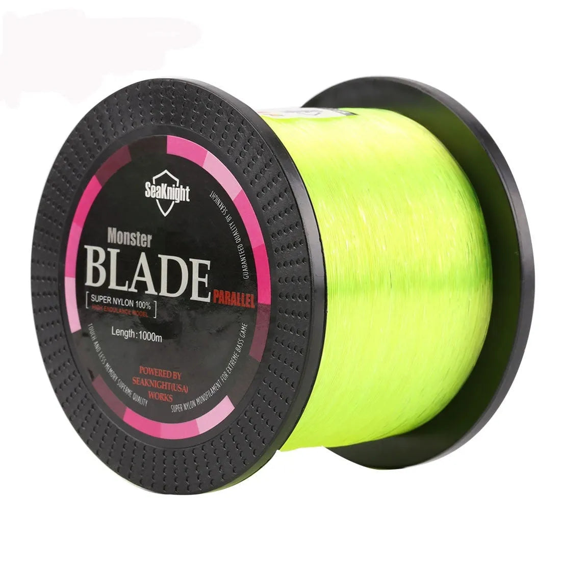 Seaknight1000 nylon fishing line spool in multiple colour options showing diameter size markings