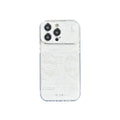 Pleated bracket TPU phone case with metal planet design for iPhone 14 Pro Max, back cover view