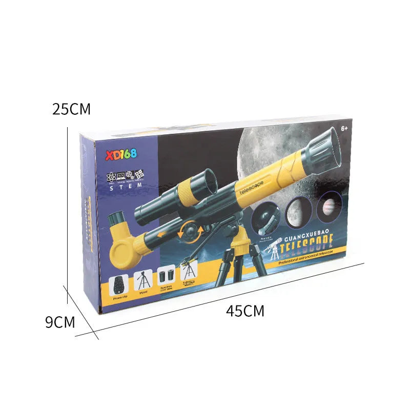 White plastic astronomical telescope with tripod for beginner stargazing, compatible with iPhone models
