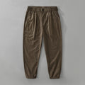 Men's straight-leg cotton linen trousers in loose fit with Japanese retro style, shown in black colour