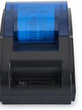 Desktop Bluetooth thermosensitive receipt printer in black with paper roll loading compartment, 90mm/s speed, for supermarket and takeout use