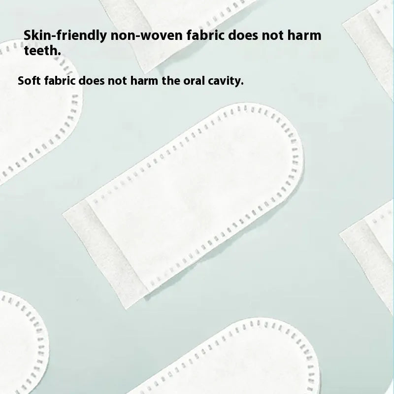Pack of 50 soft non-woven fabric finger stalls for cleaning cat and dog teeth.