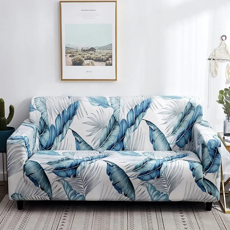 Elastic all-inclusive polyester sofa cover with striped pattern in modern simple style