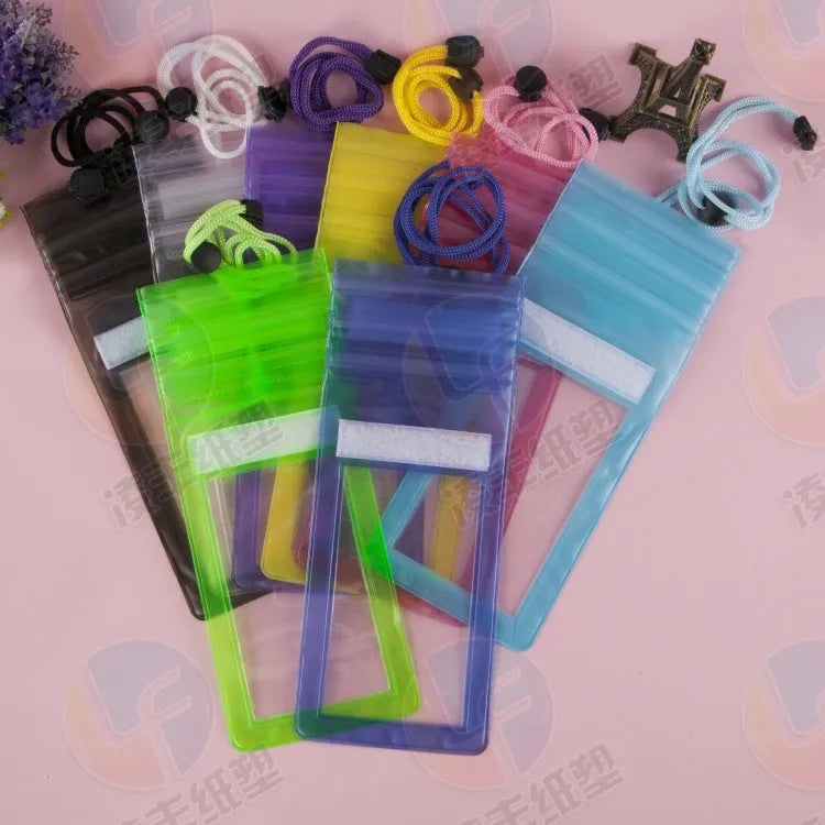 Mobile phone waterproof case sealed PVC bag 255x105mm in transparent yellow