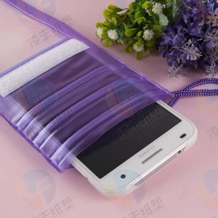 Mobile phone waterproof case sealed PVC bag 255x105mm in transparent yellow