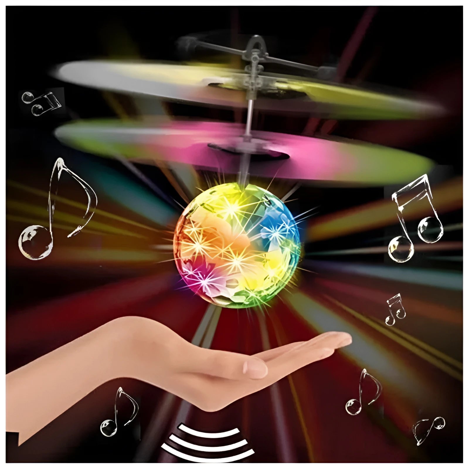 Infrared induction control LED magic flying ball with flashing lights in football design colour variant